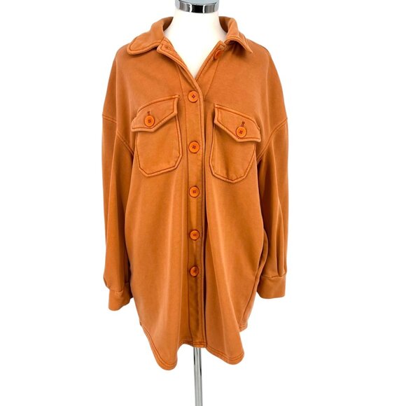 Avec Les Filles Shirt Jacket Shacket Button Down Coat Orange Size Large - Picture 2 of 12
